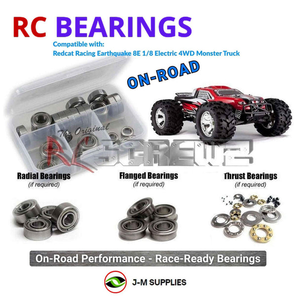 J-M SUPPLIES RC Parts Store - RCScrewZ Metal Shielded Bearing Kit rcr018b for Redcat Racing Earthquake 8E 1/8 Brushless Electric 4WD Monster Truck | SET