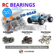 Representative image of an RCScrewZ metal-shielded bearing kit for Schumacher Menace 21 RTR 1/10th Nitro Truck; exact bearing sizes and quantities vary by RC model.
