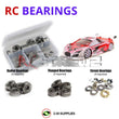 Representative image of an RCScrewZ metal-shielded bearing kit for Schumacher Mi8 1/10 4WD Electric Touring Car(#K195 / #K196); exact bearing sizes and quantities vary by RC model.
