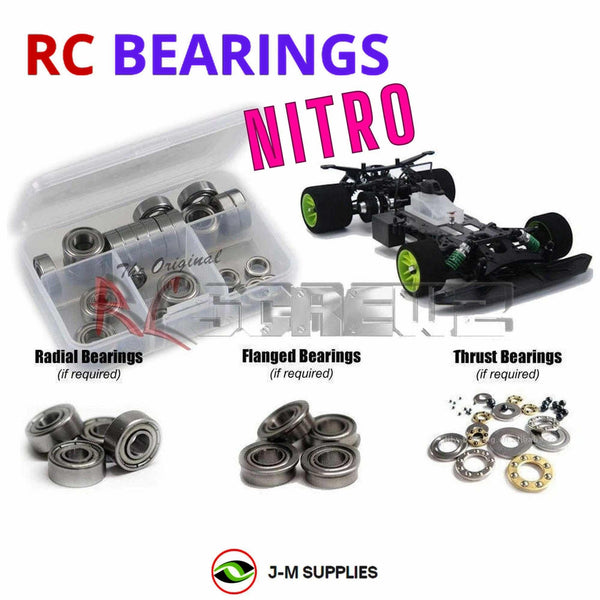 Representative image of an RCScrewZ metal-shielded bearing kit for Serpent Vector 4-WD Spec 2000 1/8th Nitro (#909010); exact bearing sizes and quantities vary by RC model.