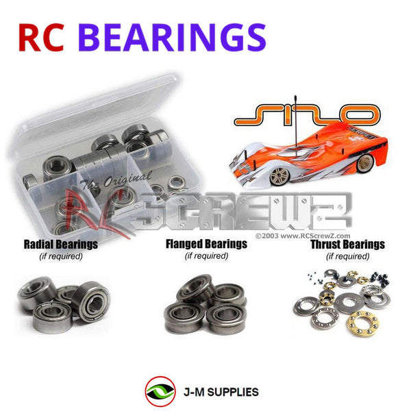 Representative image of an RCScrewZ metal-shielded bearing kit for Serpent S120 Pro 1/12th #410007; exact bearing sizes and quantities vary by RC model.