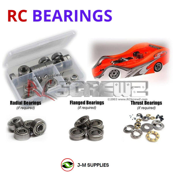 Representative image of an RCScrewZ metal-shielded bearing kit for Serpent 966 1/8 Onroad #903009; exact bearing sizes and quantities vary by RC model.