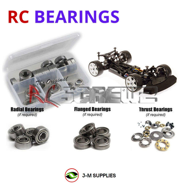Representative image of an RCScrewZ metal-shielded bearing kit for Serpent Cobra GTe 1/8th EP Onroad (#600043); exact bearing sizes and quantities vary by RC model.