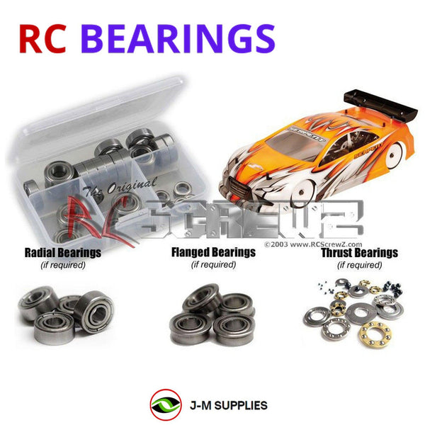 Representative image of an RCScrewZ metal-shielded bearing kit for Serpent S411 ERYX 4.0 #400017/18; exact bearing sizes and quantities vary by RC model.