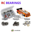 Representative image of an RCScrewZ metal-shielded bearing kit for Serpent 747e 1/10th #804006; exact bearing sizes and quantities vary by RC model.