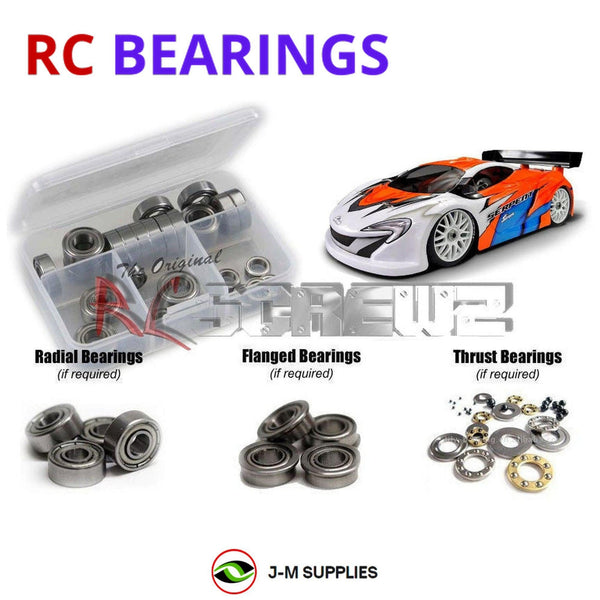 Representative image of an RCScrewZ metal-shielded bearing kit for Serpent SRX8 GT 1/8th #600057; exact bearing sizes and quantities vary by RC model.