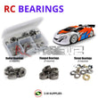 Representative image of an RCScrewZ metal-shielded bearing kit for Serpent SRX8 GT 1/8th #600057; exact bearing sizes and quantities vary by RC model.
