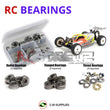 Representative image of an RCScrewZ metal-shielded bearing kit for SWorkZ S12-1M 2wd 1/10th (#910017); exact bearing sizes and quantities vary by RC model.