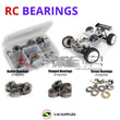Representative image of an RCScrewZ metal-shielded bearing kit for SWORKz S35-T Nitro 1/8th #910030; exact bearing sizes and quantities vary by RC model.