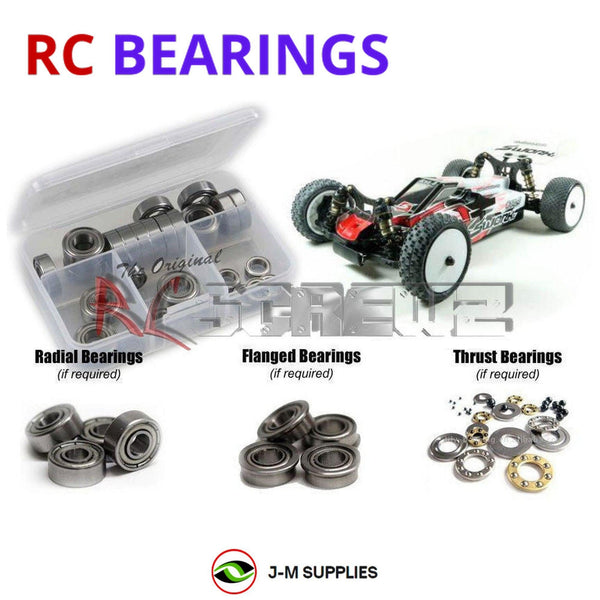 Representative image of an RCScrewZ metal-shielded bearing kit for SWORKz S14-4C/4D #SW-910034C/D; exact bearing sizes and quantities vary by RC model.