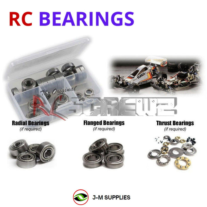 Representative image of an RCScrewZ metal-shielded bearing kit for Tamiya Egress Avante Chassis 1/10 Electric 4WD Buggy (58079); exact bearing sizes and quantities vary by RC model.