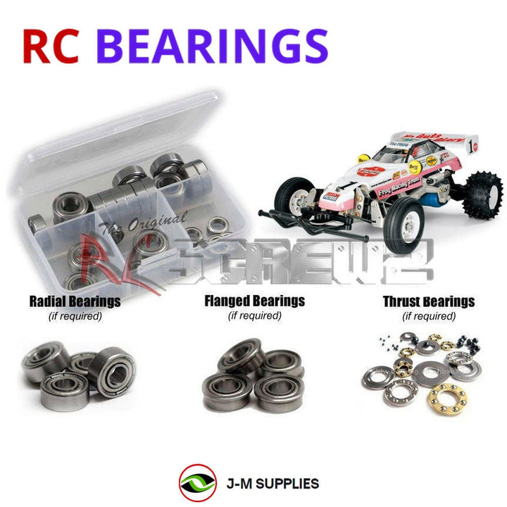 Representative image of an RCScrewZ metal-shielded bearing kit for Tamiya The Frog ORV 1/10 Electric 2WD Buggy (58041); exact bearing sizes and quantities vary by RC model.