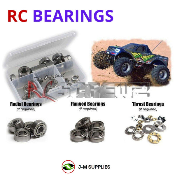 Representative image of an RCScrewZ metal-shielded bearing kit for Tamiya Wild Dagger WR-01 1/10 Electric 4WD Monster Truck (58231); exact bearing sizes and quantities vary by RC model.