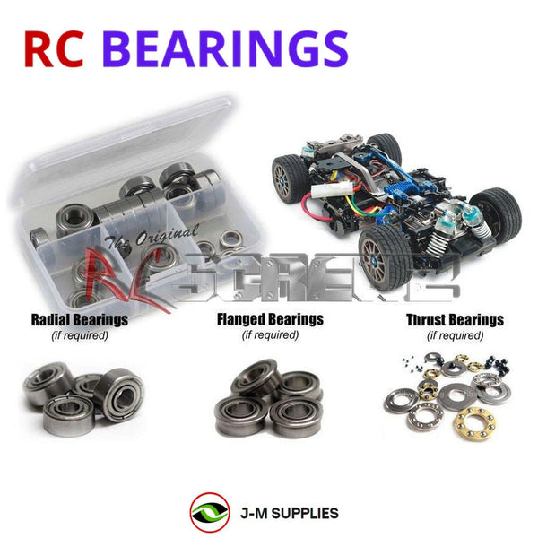 Representative image of an RCScrewZ metal-shielded bearing kit for Tamiya M-05 Ver.II PRO 1/10 Electric FWD M-Chassis (58593); exact bearing sizes and quantities vary by RC model.