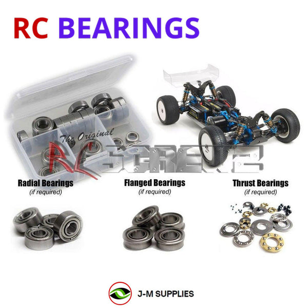 Representative image of an RCScrewZ metal-shielded bearing kit for Tamiya TRF503 1/10 Electric 4WD Off-Road Buggy (42275); exact bearing sizes and quantities vary by RC model.