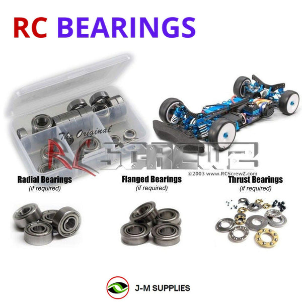 Representative image of an RCScrewZ metal-shielded bearing kit for Tamiya TRF419 1/10 Electric 4WD Touring Car (42285); exact bearing sizes and quantities vary by RC model.