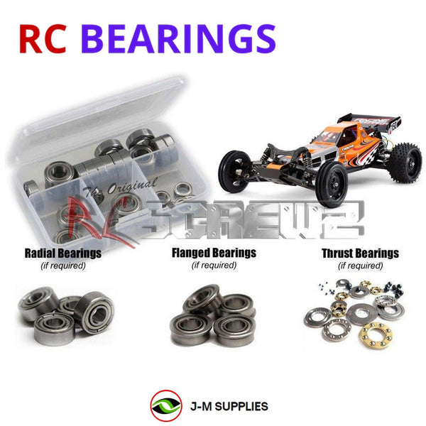 Representative image of an RCScrewZ metal-shielded bearing kit for Tamiya Racing Fighter DT-03 1/10 2WD Buggy (58628); exact bearing sizes and quantities vary by RC model.