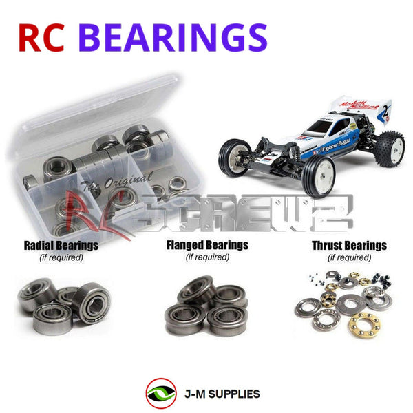 Representative image of an RCScrewZ metal-shielded bearing kit for Tamiya Neo Fighter DT-03 1/10 Electric 2WD Buggy (58587); exact bearing sizes and quantities vary by RC model.