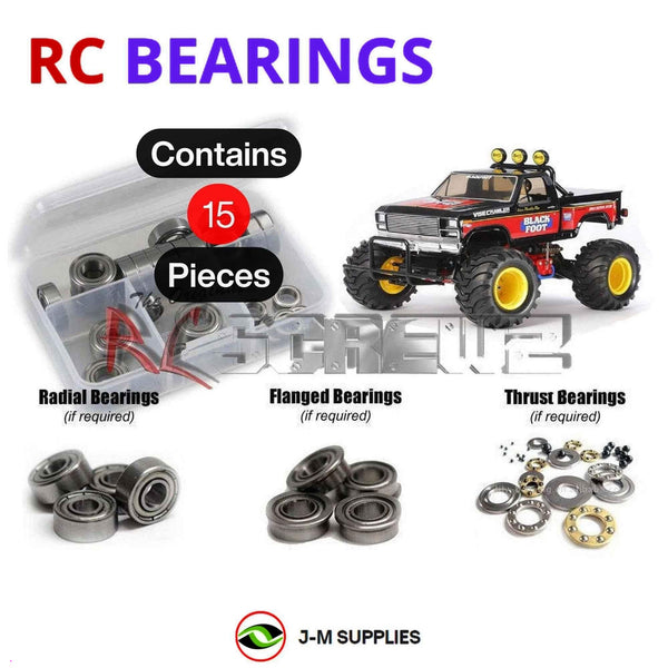 Representative image of an RCScrewZ metal-shielded bearing kit for Tamiya Blackfoot 2016 1/10 Electric 2WD Truck (58633); exact bearing sizes and quantities vary by RC model.