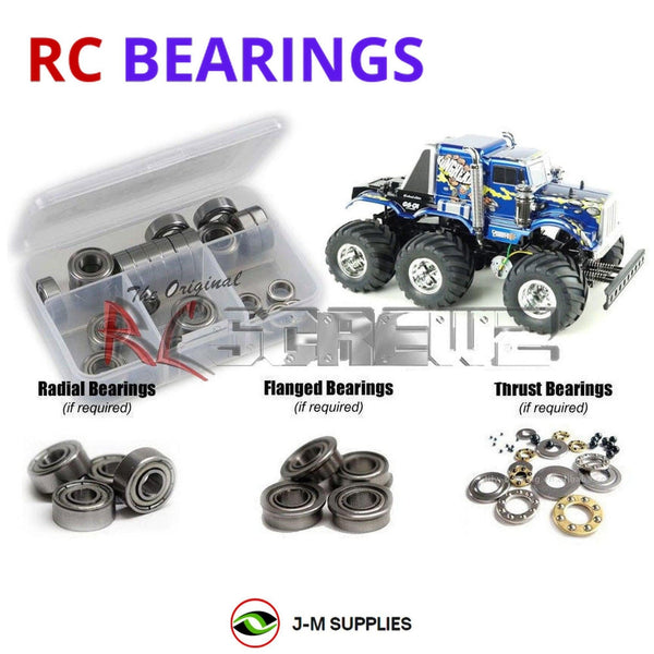 Representative image of an RCScrewZ metal-shielded bearing kit for Tamiya Konghead G6-01 1/18 Electric 6WD Truck (58646); exact bearing sizes and quantities vary by RC model.