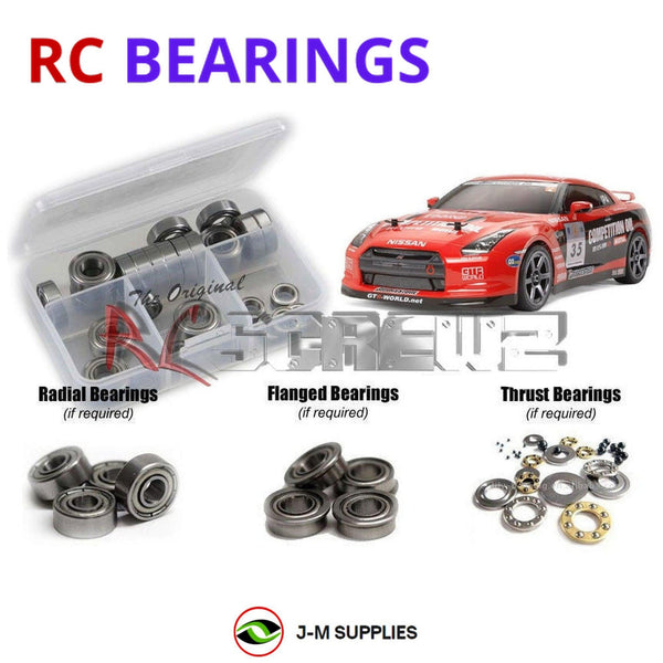 Representative image of an RCScrewZ metal-shielded bearing kit for Tamiya Motul Nismo GT-R TA05 1/10 4WD Touring Car (58466); exact bearing sizes and quantities vary by RC model.