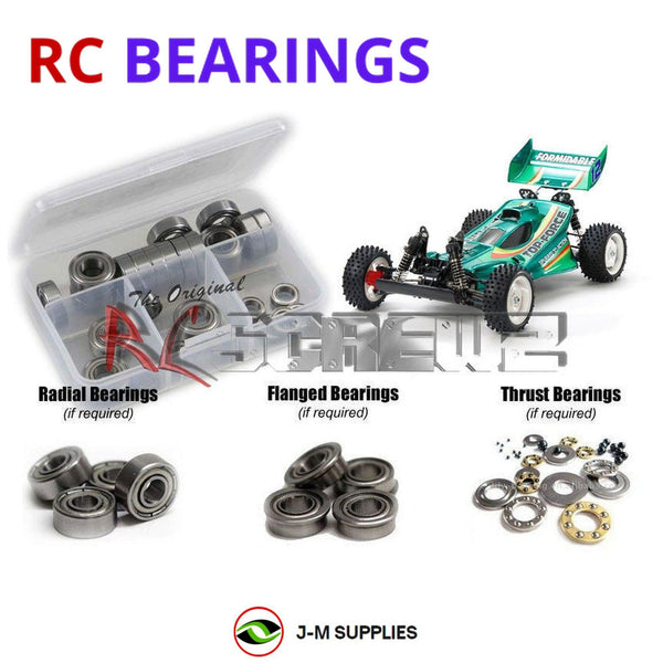Representative image of an RCScrewZ metal-shielded bearing kit for Tamiya Top-Force 2017 1/10 Electric 4WD Buggy (47350); exact bearing sizes and quantities vary by RC model.