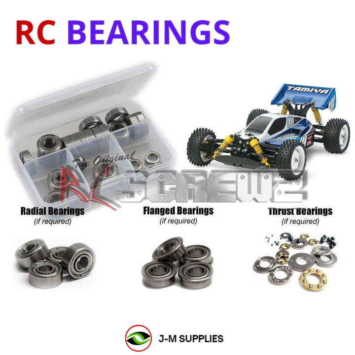 Representative image of an RCScrewZ metal-shielded bearing kit for Tamiya TT-02B 1/10 Electric 4WD Buggy (57987); exact bearing sizes and quantities vary by RC model.