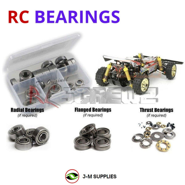 Representative image of an RCScrewZ metal-shielded bearing kit for Tamiya Super Hotshot 1/10 Electric 4WD Buggy (58517); exact bearing sizes and quantities vary by RC model.