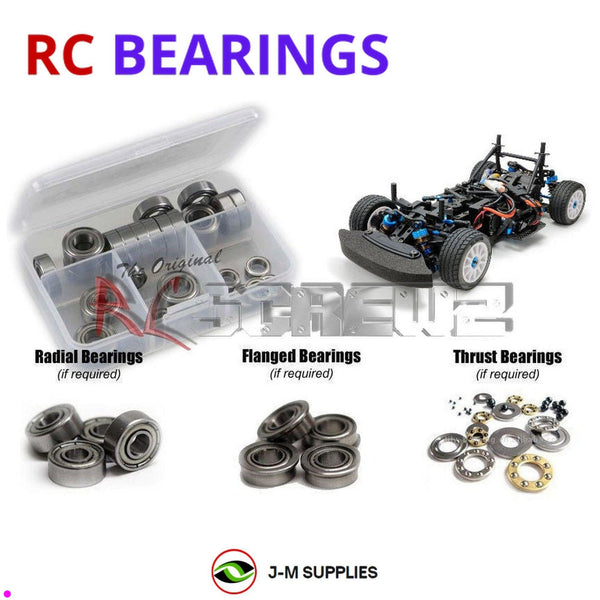 Representative image of an RCScrewZ metal-shielded bearing kit for Tamiya M-08 Concept M-08R 1/10 Electric 2WD Car (58669, 47480); exact bearing sizes and quantities vary by RC model.