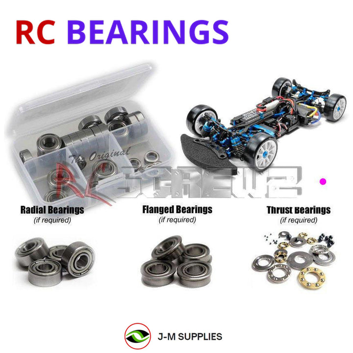 Representative image of an RCScrewZ metal-shielded bearing kit for Tamiya TRF420X 1/10 Electric 4WD Touring Chassis (42382); exact bearing sizes and quantities vary by RC model.