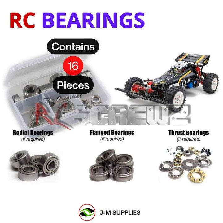 Representative image of an RCScrewZ metal-shielded bearing kit for Tamiya Hotshot II 2024 1/10 Electric 4WD Buggy (58737); exact bearing sizes and quantities vary by RC model.