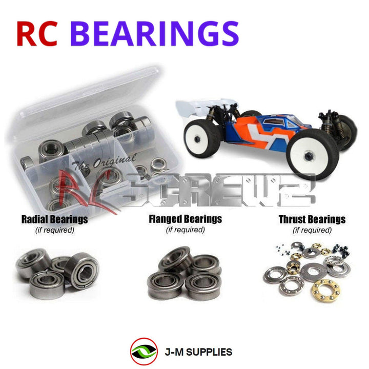 Representative image of an RCScrewZ metal-shielded bearing kit for Tekno EB48.4 1/8 Electric 4WD Buggy (TKR8000); exact bearing sizes and quantities vary by RC model.