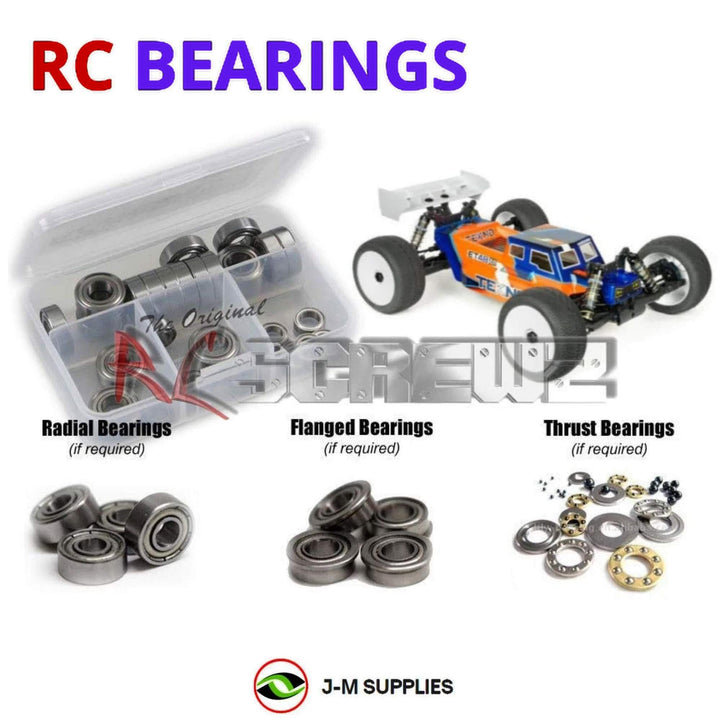 Representative image of an RCScrewZ metal-shielded bearing kit for Tekno ET48 2.2 1/8 Electric 4WD Truggy (TKR9605); exact bearing sizes and quantities vary by RC model.