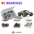 Representative image of an RCScrewZ metal-shielded bearing kit for Traxxas S-Maxx 2.5 1/10 Nitro 2WD MT (5109); exact bearing sizes and quantities vary by RC model.