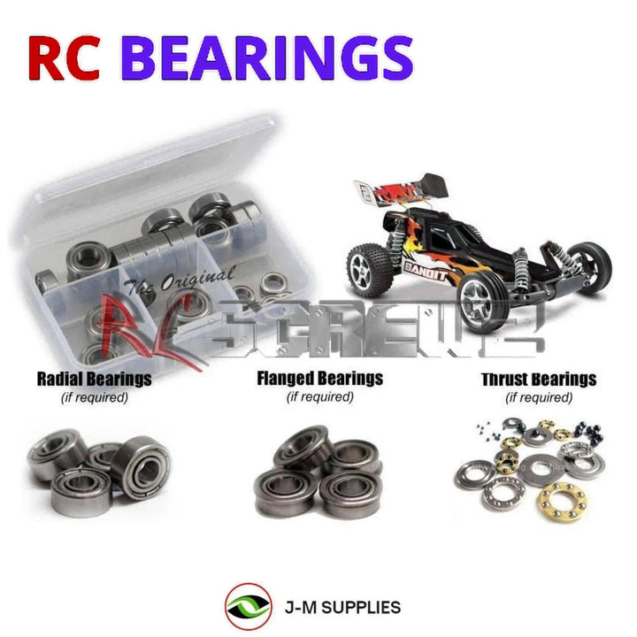 Representative image of an RCScrewZ metal-shielded bearing kit for Traxxas Bandit XL-5 1/10 Electric 2WD Buggy (24054-1); exact bearing sizes and quantities vary by RC model.