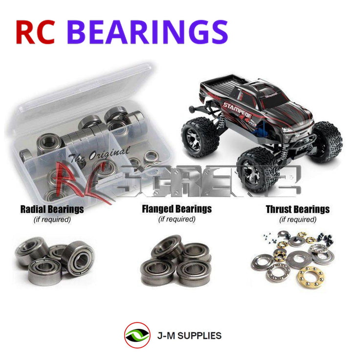 Representative image of an RCScrewZ metal-shielded bearing kit for Traxxas Stampede 4X4 VXL TSM 1/10 4WD MT (67086-3); exact bearing sizes and quantities vary by RC model.