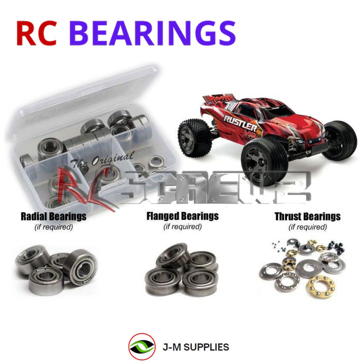 Representative image of an RCScrewZ metal-shielded bearing kit for Traxxas Rustler VXL TSM 1/10 Electric 2WD Truck (67076-3); exact bearing sizes and quantities vary by RC model.