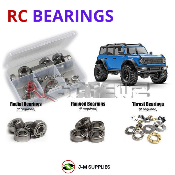 Representative image of an RCScrewZ metal-shielded bearing kit for Traxxas TRX-4M Bronco 1/18 4WD Crawler (97074-1); exact bearing sizes and quantities vary by RC model.