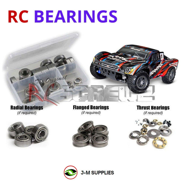 Representative image of an RCScrewZ metal-shielded bearing kit for Traxxas Slash BL-2S 1/10 4WD SCT (68154-4); exact bearing sizes and quantities vary by RC model.