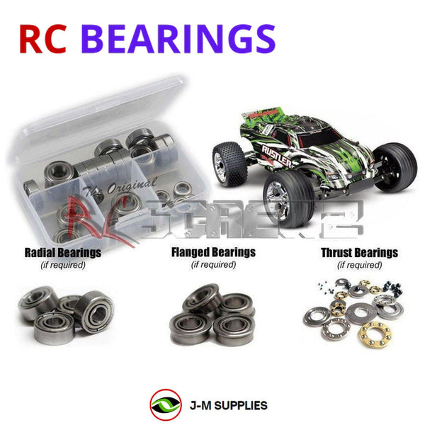Representative image of an RCScrewZ metal-shielded bearing kit for Traxxas Rustler XL-5 USB-C 1/10 2WD Stadium Truck (37054-8); exact bearing sizes and quantities vary by RC model.
