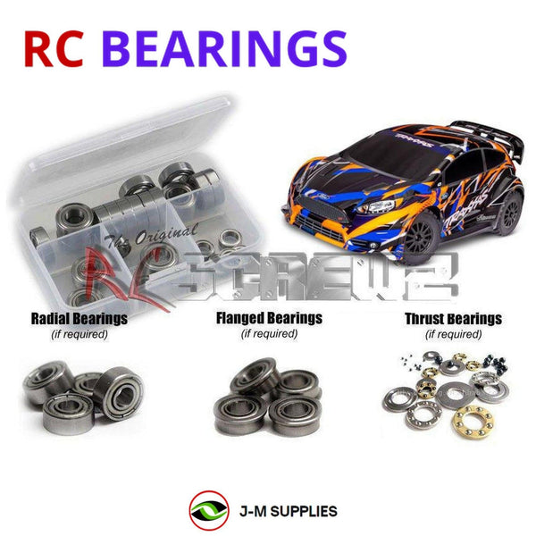 Representative image of an RCScrewZ metal-shielded bearing kit for Traxxas Fiesta ST Rally VXL 1/10 4WD Rally (74276-4); exact bearing sizes and quantities vary by RC model.