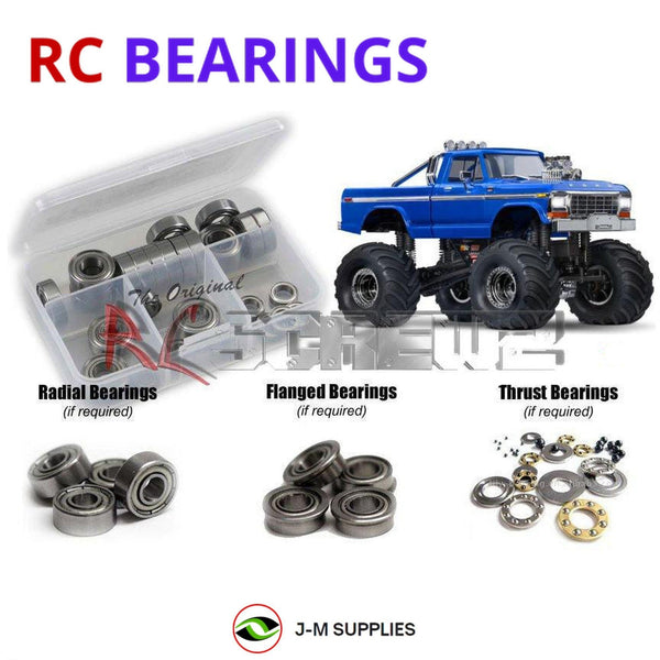 Representative image of an RCScrewZ metal-shielded bearing kit for Traxxas TRX-4MT Ford F-150 1/18 4WD MT (98044-1); exact bearing sizes and quantities vary by RC model.