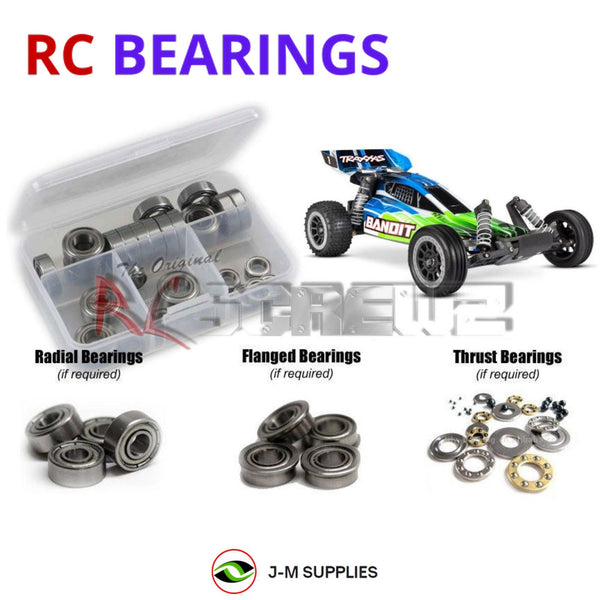 Representative image of an RCScrewZ metal-shielded bearing kit for Traxxas Bandit XL-5 HD 1/10 2WD Buggy (24254-8); exact bearing sizes and quantities vary by RC model.