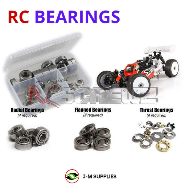 Representative image of an RCScrewZ metal-shielded bearing kit for WIRC Racing SBX2 Nitro 1/8th 4WD Buggy ; exact bearing sizes and quantities vary by RC model.