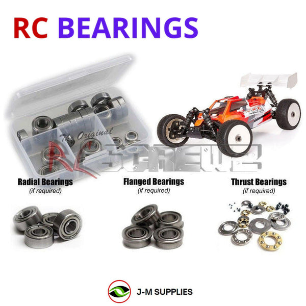 Representative image of an RCScrewZ metal-shielded bearing kit for WIRC Racing SBX2e 1/8th 4WD Buggy; exact bearing sizes and quantities vary by RC model.