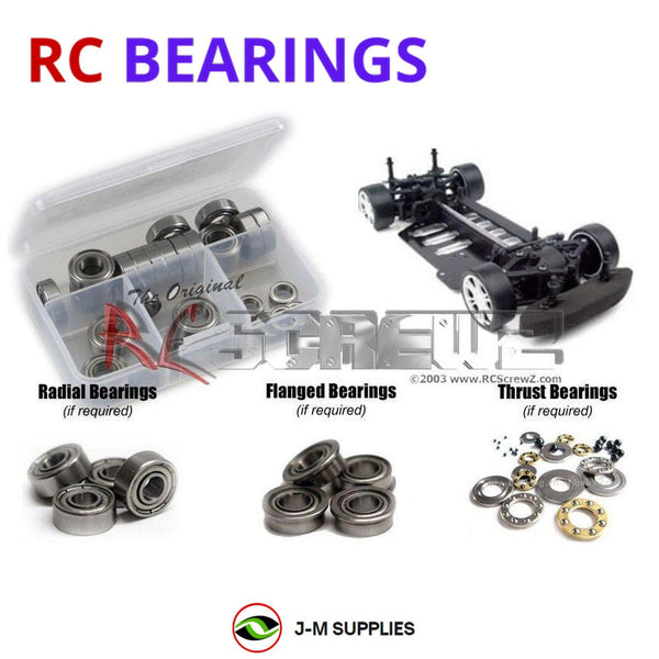 Representative image of an RCScrewZ metal-shielded bearing kit for XRAY M18 #380000; exact bearing sizes and quantities vary by RC model.