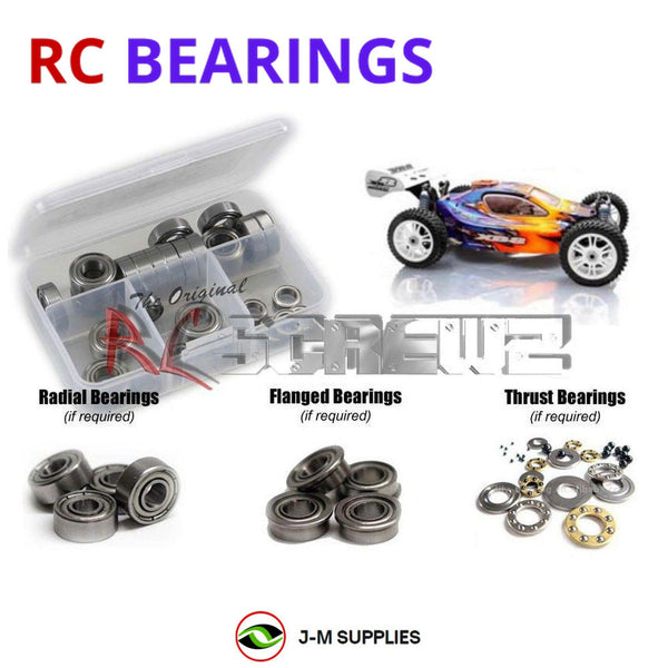 Representative image of an RCScrewZ metal-shielded bearing kit for XRAY XB8 Buggy 1/8th #350000; exact bearing sizes and quantities vary by RC model.