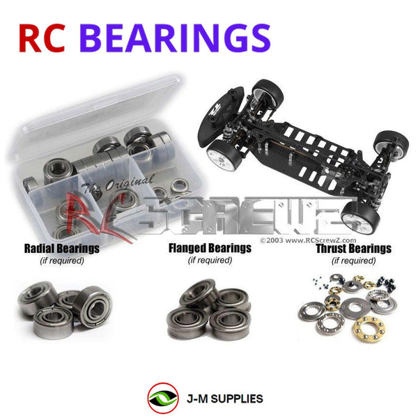 Representative image of an RCScrewZ metal-shielded bearing kit for XRAY T2 '06 #300006; exact bearing sizes and quantities vary by RC model.