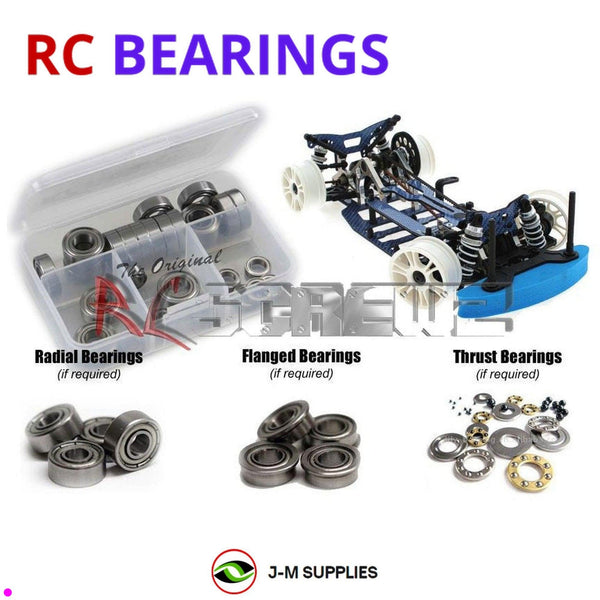 Representative image of an RCScrewZ metal-shielded bearing kit for Team XRAY T1-M MINI 1/12 4WD Electric Touring Car (#300009); exact bearing sizes and quantities vary by RC model.