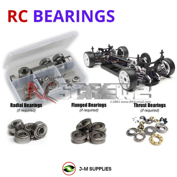 Representative image of an RCScrewZ metal-shielded bearing kit for XRAY T2R 1/10th #300101; exact bearing sizes and quantities vary by RC model.
